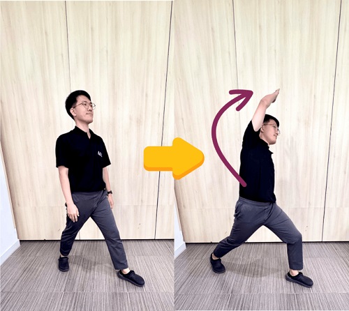 รูปที่ 3: แสดงท่ายืดกล้ามเนื้องอข้อสะโพก (stretching exercise of iliopsoas muscle)