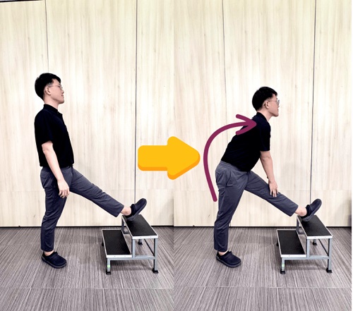 รูปที่ 4: แสดงท่ายืดกล้ามเนื้อต้นขาด้านหลัง (hamstrings muscle stretching exercise)